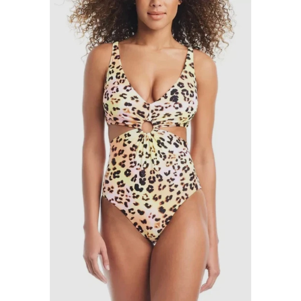 Bar III Animal-Print O-Ring Monokini Swimsuit Women's Size M Multi 15056